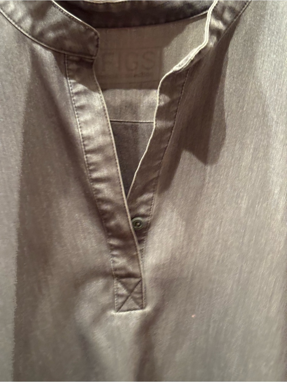 Figs Charcoal Henley-Style Scrub Top